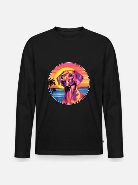 Andalusian Hound Dog Breed Colorful Cartoon Waterc - Men's Premium Organic Long Sleeve Shirt - black