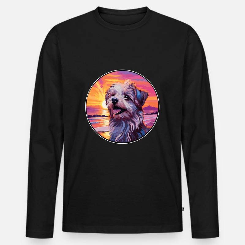 Pyrenäen-Schäferhund-Rasse buntes Karikatur-Wasser - Männer Premium Bio Langarmshirt - Schwarz
