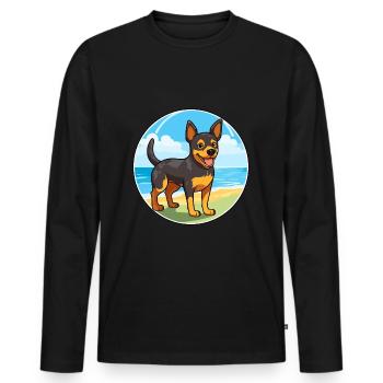 Lancashire Heeler Dog Breed Cartoon Kawaii Clipart - Men's Premium Organic Long Sleeve Shirt - black - Front - Nico (187cm)