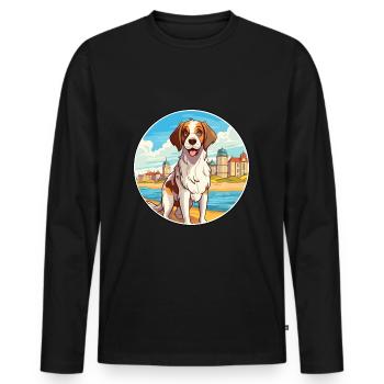 Moscow Watchdog Dog Breed Cartoon Kawaii Clipart - Men's Premium Organic Long Sleeve Shirt - black - Front - Nico (187cm)