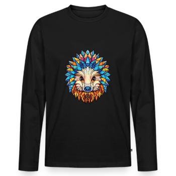 Igel Buntes Aquarell Tier Illustration - Männer Premium Bio Langarmshirt - Schwarz - Vorne - Nico (187cm)