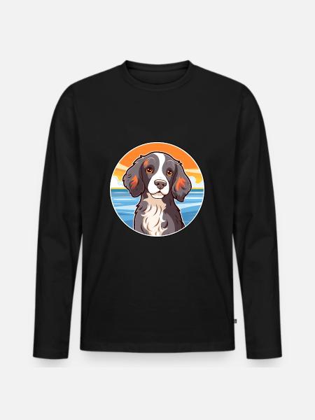 Spaniel Dog Breed Cartoon Kawaii Clipart Dog Pet - Men's Premium Organic Long Sleeve Shirt - black