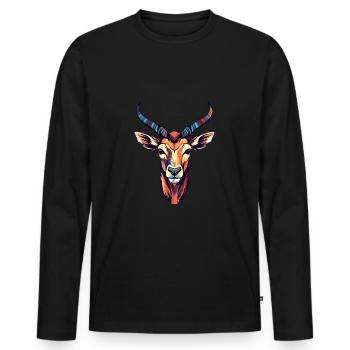 Impala Buntes Aquarell Cartoon Kawaii Tier - Männer Premium Bio Langarmshirt - Schwarz - Vorne - Nico (187cm)