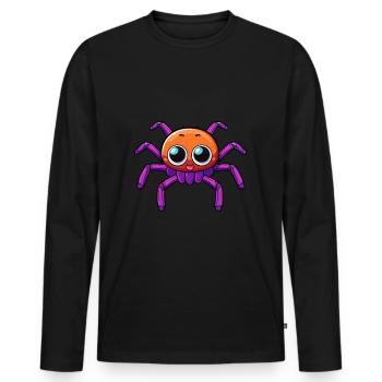 Araignée Mignon Dessin Animé Kawaii Aquarelle Animal De Compagnie - T-shirt manches longues Premium bio Homme - noir - Devant - Nico (187cm)