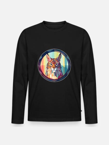 Luchs Buntes Cartoon-Kawaii-Tier - Männer Premium Bio Langarmshirt - Schwarz