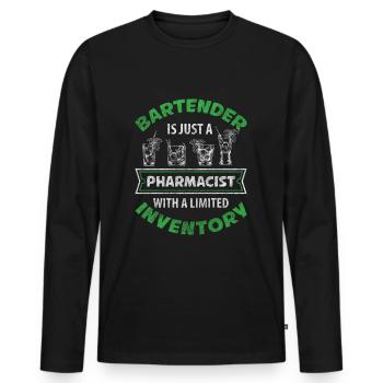 Bartender Counter Whiskey Barmaid - Men's Premium Organic Long Sleeve Shirt - black - Front - Nico (187cm)