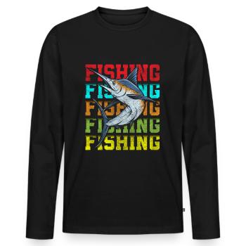 fishing, perch, bait, pike - Men's Premium Organic Long Sleeve Shirt - black - Front - Nico (187cm)
