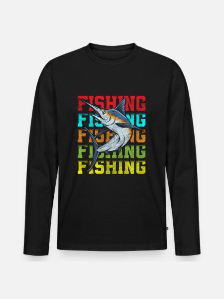 fishing, perch, bait, pike - Men's Premium Organic Long Sleeve Shirt - black