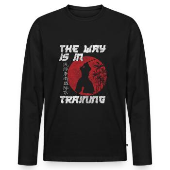 Les arts martiaux japonais mettent à l’honneur l’art japonais - T-shirt manches longues Premium bio Homme - noir - Devant - Nico (187cm)