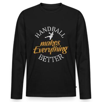 Handball Handballspieler Wettkampf Ballsport - Männer Premium Bio Langarmshirt - Schwarz - Vorne - Nico (187cm)