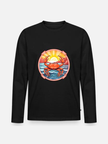 Krabbe farverig akvarel tegneserie Kawaii Animal - Premium økologisk langærmet T-shirt til mænd - sort