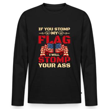 Puissance patriotique de l’Amérique - T-shirt manches longues Premium bio Homme - noir - Devant - Nico (187cm)