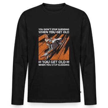 Traîneau en bois Vacances d’hiver - T-shirt manches longues Premium bio Homme - noir - Devant - Nico (187cm)
