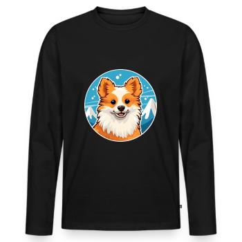 Jouet allemand Spitz chien race Cartoon Kawaii Watercol - T-shirt manches longues Premium bio Homme - noir - Devant - Nico (187cm)