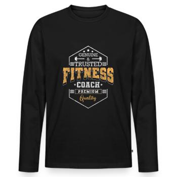 Fitnesstrainer Ausdauer Kraft Motivation - Männer Premium Bio Langarmshirt - Schwarz - Vorne - Nico (187cm)