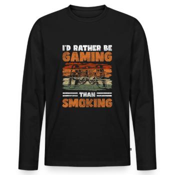 Non Smoking Cant Health Target - Men's Premium Organic Long Sleeve Shirt - black - Front - Nico (187cm)