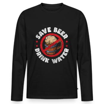 Bier Alkoholiker Vernunft Motivation - Männer Premium Bio Langarmshirt - Schwarz - Vorne - Nico (187cm)