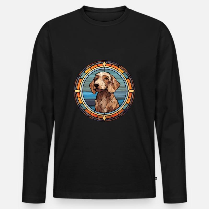 Drahthaardackel Hunderasse Buntglasfarbe - Männer Premium Bio Langarmshirt - Schwarz