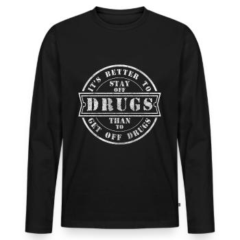 Drogen Süchtig Clean Neustart - Männer Premium Bio Langarmshirt - Schwarz - Vorne - Nico (187cm)