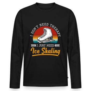 Eislaufen Schlittschuhe Eisbahn - Männer Premium Bio Langarmshirt - Schwarz - Vorne - Nico (187cm)