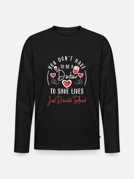 Blood Donation Help Needle - Men's Premium Organic Long Sleeve Shirt - black