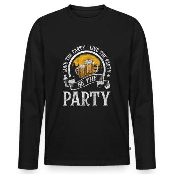 Fête, Amis, Bière, Boire - T-shirt manches longues Premium bio Homme - noir - Devant - Nico (187cm)