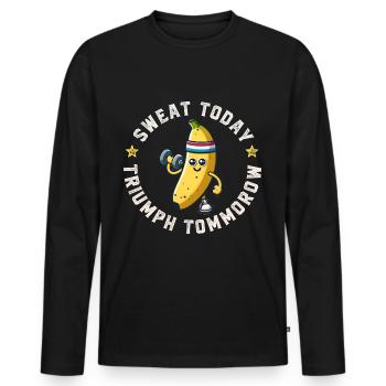 Retro Banana Fitness - Motivational Designs 2024 - Men's Premium Organic Long Sleeve Shirt - black - Front - Nico (187cm)