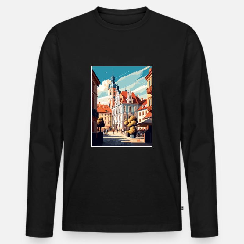 Marienbad Tschechien Reiseplakat - Männer Premium Bio Langarmshirt - Schwarz
