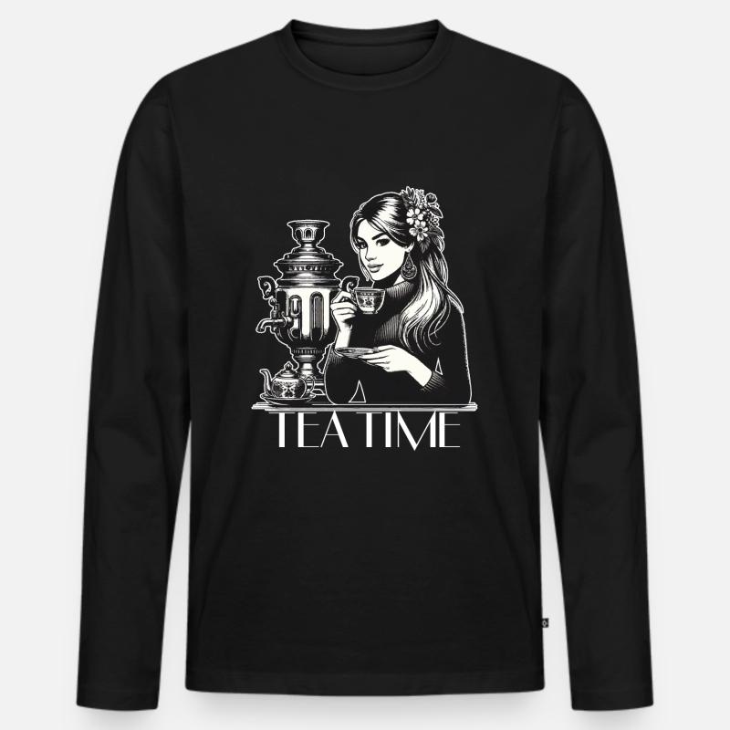 Samowar Teezeit Frau Geschenk - Männer Premium Bio Langarmshirt - Schwarz
