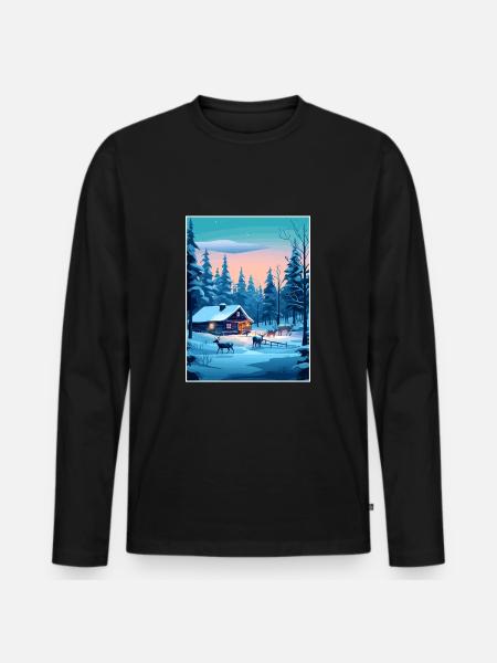 Lapland Finland Island Vintage matkailujuliste WPA - Premium luomulaatuinen miesten pitkähihainen paita - musta