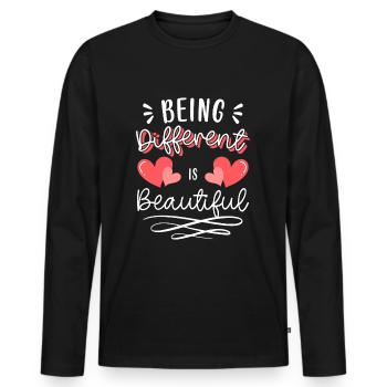 Différents, fiers, différents - T-shirt manches longues Premium bio Homme - noir - Devant - Nico (187cm)
