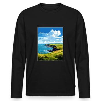 L’affiche de voyage de la péninsule de Lizard Cornwall - T-shirt manches longues Premium bio Homme - noir - Devant - Nico (187cm)