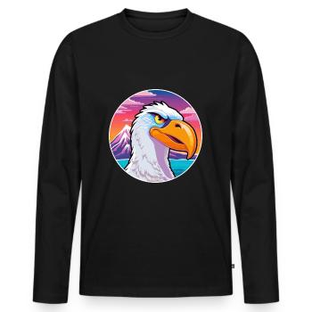 Albatross Watercolor Cartoon Kawaii Pet Animal Col - Men's Premium Organic Long Sleeve Shirt - black - Front - Nico (187cm)