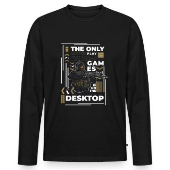 PC Online Keyboard Graphics - Men's Premium Organic Long Sleeve Shirt - black - Front - Nico (187cm)