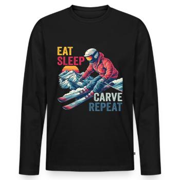 Eat Sleep Carve Repeat - Skier Ski Design - T-shirt manches longues Premium bio Homme - noir - Devant - Nico (187cm)