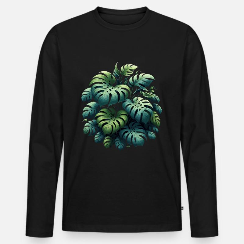 Monstera deliciosa Geschenk - Männer Premium Bio Langarmshirt - Schwarz
