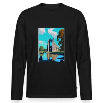 Abbaye de Bolton Angleterre Vintage voyage affiche WPA Art - T-shirt manches longues Premium bio Homme - noir - Devant - Nico (187cm)