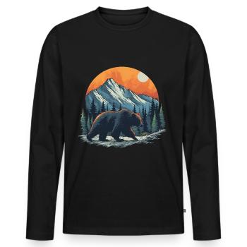 Adventure Mountaineering Wild Wilderness Camping Bear - Men's Premium Organic Long Sleeve Shirt - black - Front - Nico (187cm)