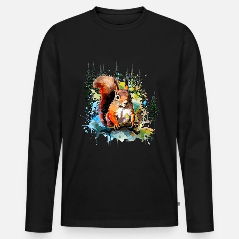 Eichhörnchen - Männer Premium Bio Langarmshirt - Schwarz