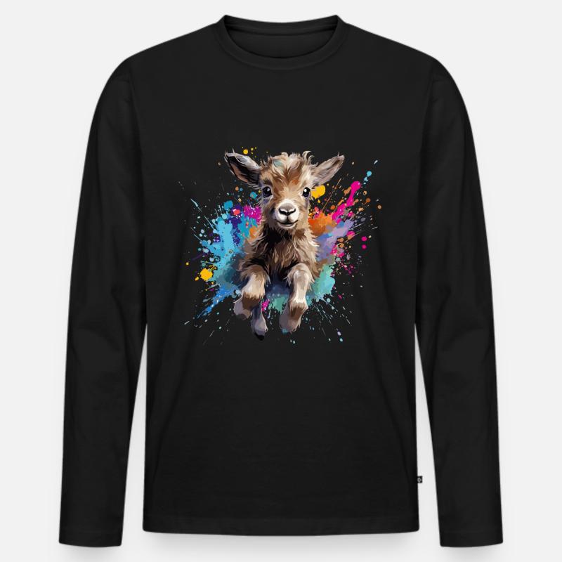 Ziege - Männer Premium Bio Langarmshirt - Schwarz