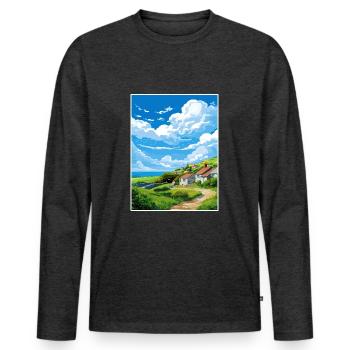 St Agnes Cornwall Vintage Reiseposter Souvenir - Männer Premium Bio Langarmshirt - Anthrazit meliert - Vorne - Nico (187cm)