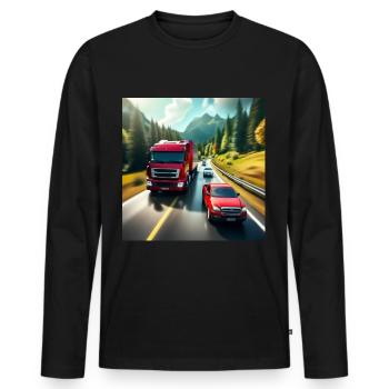 Vrachtwagenchauffeur - Mannen Premium Bio shirt met lange mouwen - zwart - Voor - Nico (187cm)