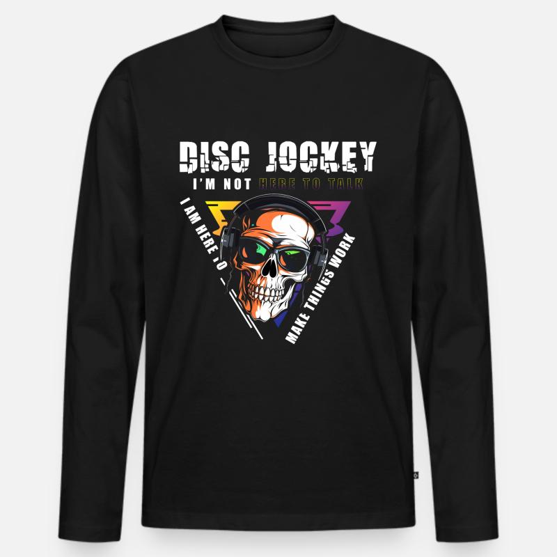 DJ Techno Party - Männer Premium Bio Langarmshirt - Schwarz