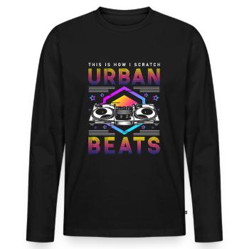 Schallplatte Disko Rave - Männer Premium Bio Langarmshirt - Schwarz - Vorne - Nico (187cm)