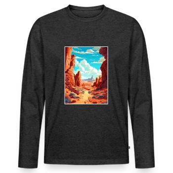 Valley Of Fire State Park Nevada Travel Poster - Men's Premium Organic Long Sleeve Shirt - heather anthracite - Front - Nico (187cm)