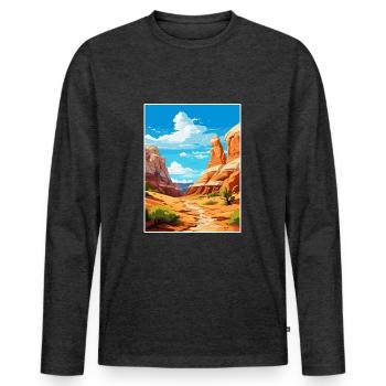 Große Treppe Utah Wüste Vintage Reiseposter - Männer Premium Bio Langarmshirt - Anthrazit meliert - Vorne - Nico (187cm)