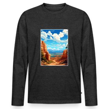 Parc national de Bryce Canyon Vintage voyage affiche - T-shirt manches longues Premium bio Homme - anthracite chiné - Devant - Nico (187cm)