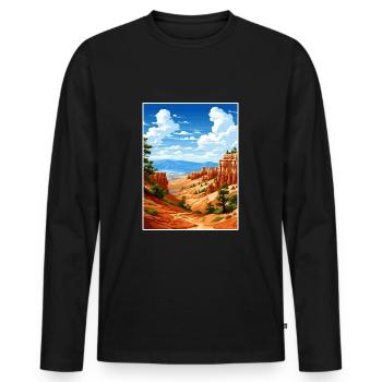 Bryce Canyon Nationalpark Vintage Reiseposter - Männer Premium Bio Langarmshirt - Schwarz - Vorne - Nico (187cm)
