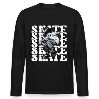 Skater Skate Skateboard Design - Männer Premium Bio Langarmshirt - Schwarz - Vorne - Nico (187cm)