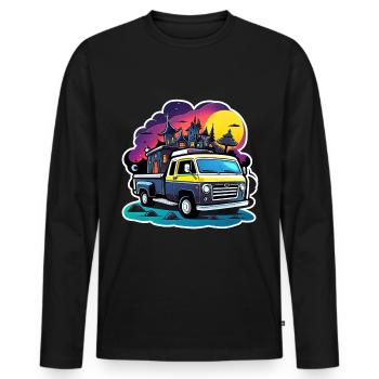 Camping-car Camping-car Camping - T-shirt manches longues Premium bio Homme - noir - Devant - Nico (187cm)